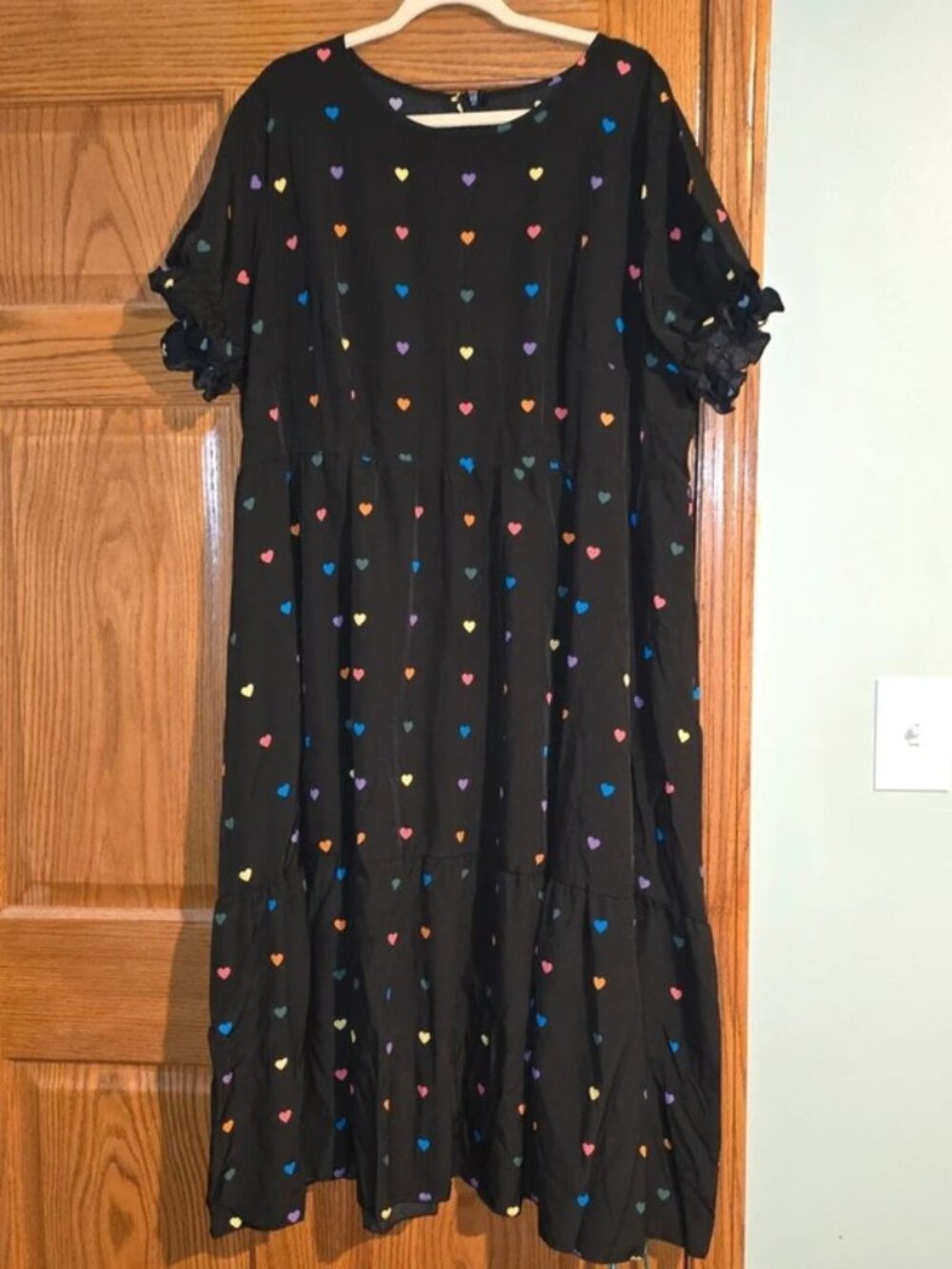 SHEIN Plus Size Women Ruffle Hem Casual Heart Print Dress